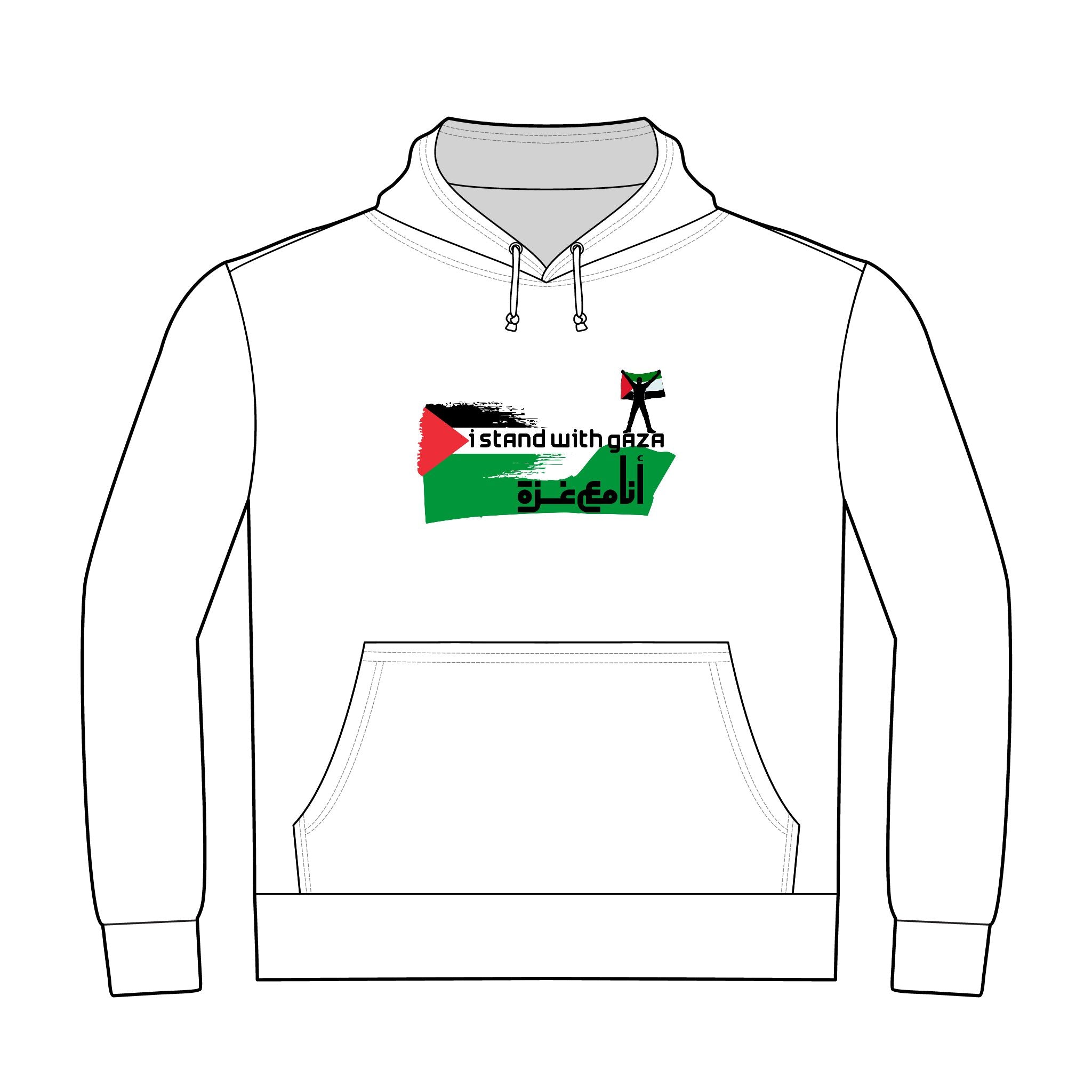 I Stand With Gaza Hoodie — Palestinian Flag Solidarity Pullover
